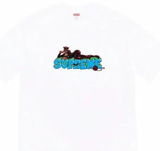 M Letter Tee T-shirt Pattern Week and Black 22FW Sleeve XL L Catwoman S White Cartoon Short Printed 0627